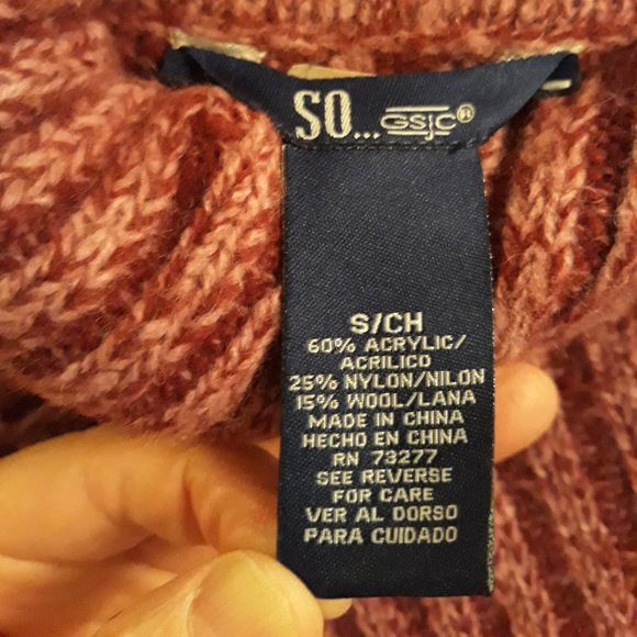 Women's Deep Pink Wool Blend Open Turtleneck Sweater by SO...gsjc size Small - Picture 3 of 3